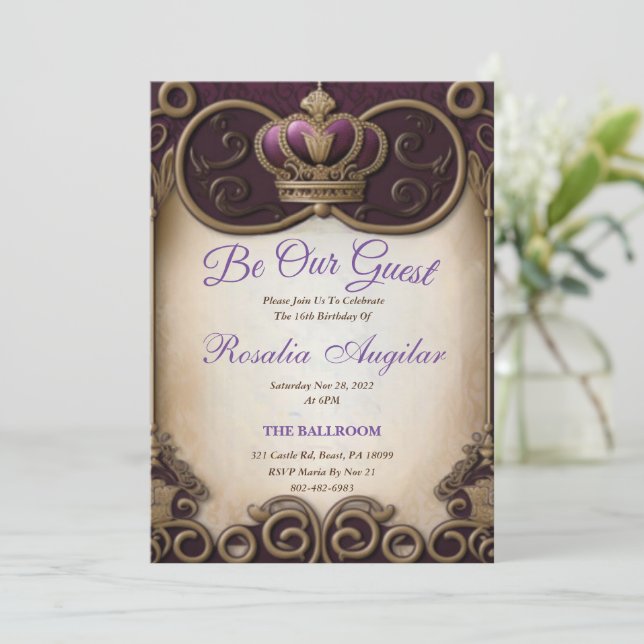 Purple Pourcentage Sweet 16 Invitations (Debout devant)