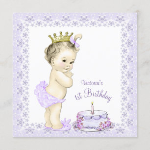 Purple Princess 1er Anniversaire Invitations