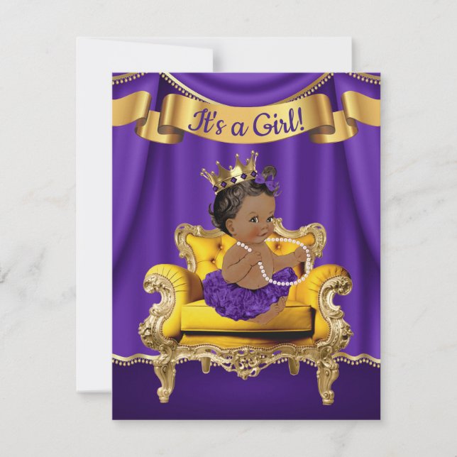 Purple Princess Baby Shower Invitations (Devant)