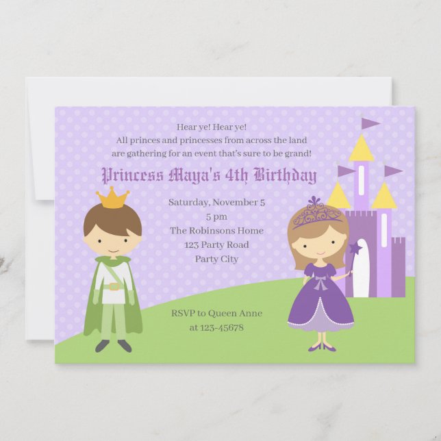 Purple Princess & Green Prince Invitation d'annive (Devant)