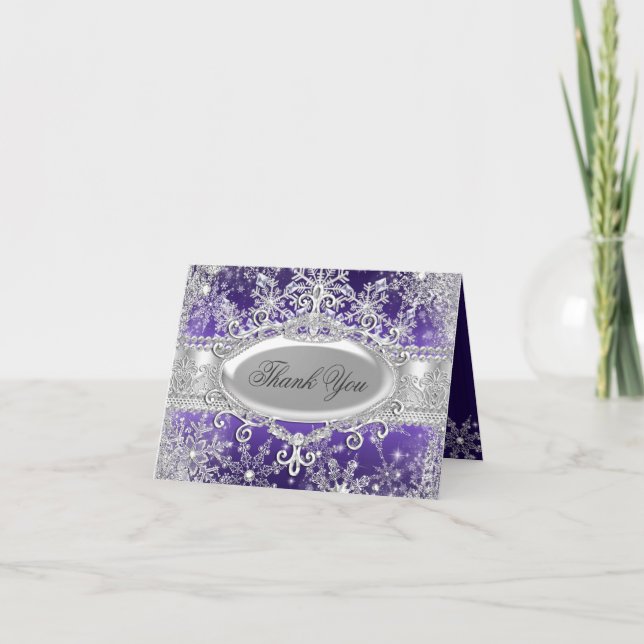 Purple Princess Winter Wonderland Carte de remerci (Devant)
