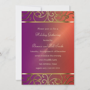 Purple Red and Gold Holiday Party Invitation