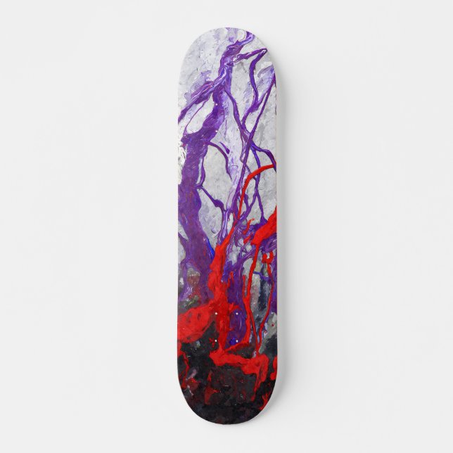 Purple Red Marble Vein Abstract Skateboard (Devant)