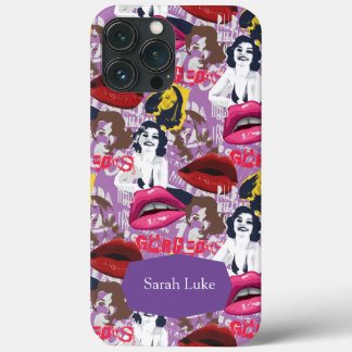 Purple Retro Pinup Collage Coque-Mate coque iphone