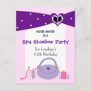 Purple Ribbon Spa Anniversaire Fête Invitation