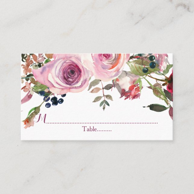 Purple Rose Chic Rose Floral Mariage Cartes de Pla (Devant)