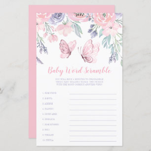 Purple rose Floral Papillon Word Scramble Jeu