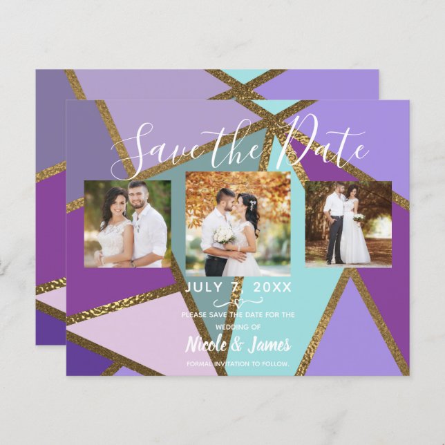 Purple rose Turquoise Turquoise & Bronze Mariage o (Devant / Derrière)