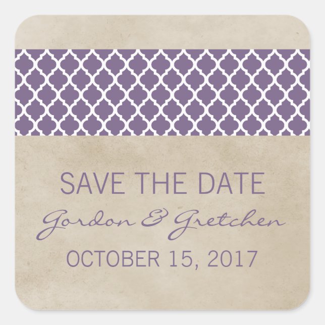 Purple Rustic Quatrefoil Enregistrer les stickers  (Devant)