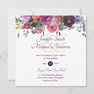 Purple Sage Orange Rose Floral Invitations de mari