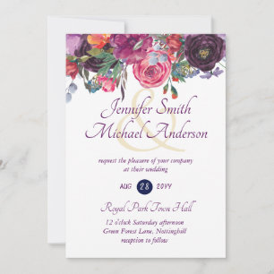 Purple Sage Orange Rose Floral Invitations de mari