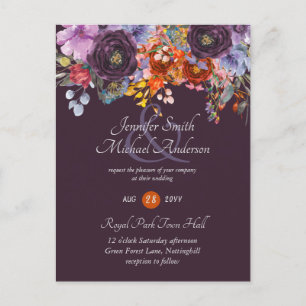 Purple Sage Orange Rose Floral Invitations de mari