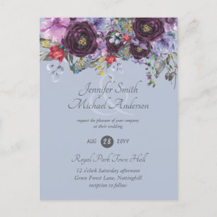 Purple Sage Orange Rose Floral Invitations de mari