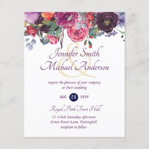Purple Sage Orange Rose Floral Invitations de mari