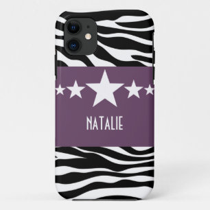 Purple Sassy Star Zebra BT iPhone 5 Coque