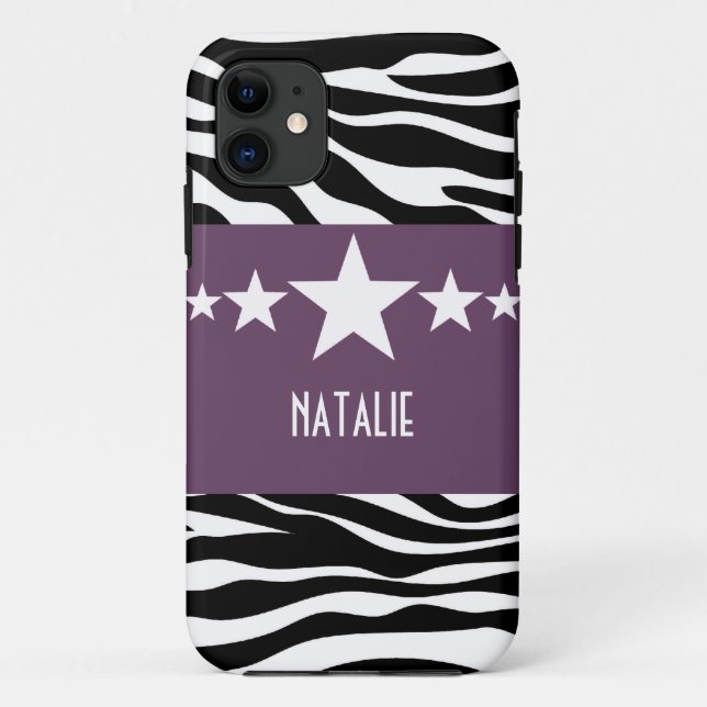 Purple Sassy Star Zebra BT iPhone 5 Coque (Dos)