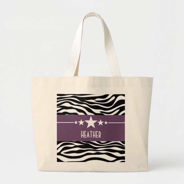 Purple Sassy Star Zebra Sac fourre-tout (Devant)