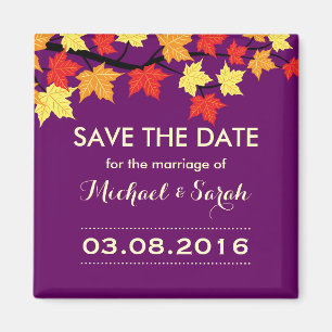 Purple Sauvez La Date Maple Autumn Mariage Magnet