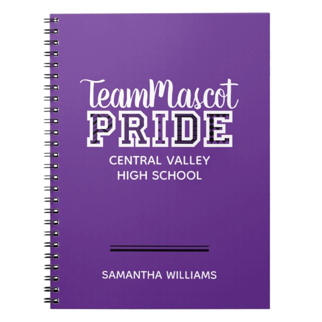 Purple School Pride Mascot Nom Carnet (Devant)