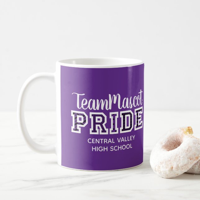 Purple School Pride Mascotte Nom du café Mug (Avec donut)
