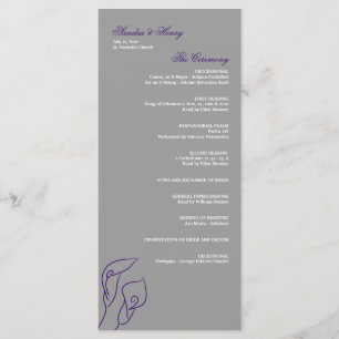 Purple & Silver Calla Lilies Programme de mariage