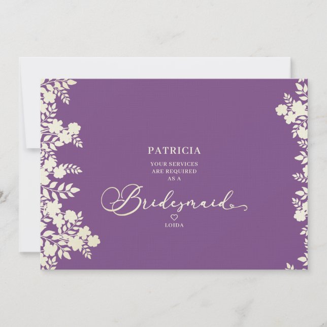 Purple Simple Bridesmaid Proposal Botanical Frame (Devant)