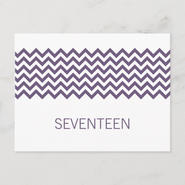 Purple Simple Chevron Numéro de table Carte postal (Devant)