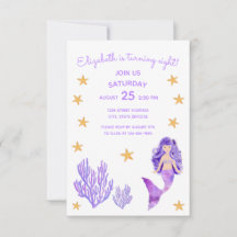 Purple Sirène Invitation Anniversaire