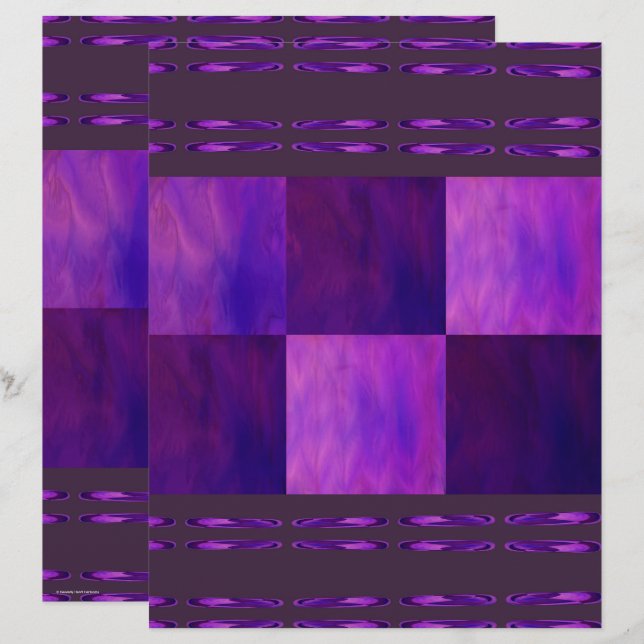 Purple Skies Tiles Scrapbook Paper 2-Sided Page (Devant / Derrière)