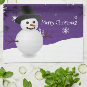 Purple Snowman hiver Serviette de cuisine de Noël