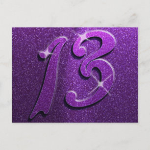 Purple Sparkle 13e anniversaire Carte postale