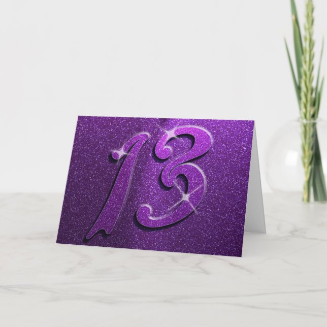 Purple Sparkle 13e carte de voeux d'anniversaire (Devant)
