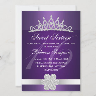 Purple Sparkle Tiara Invitation Anniversaire