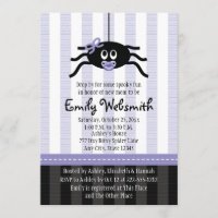 Purple Spider Halloween Baby Shower Invitations