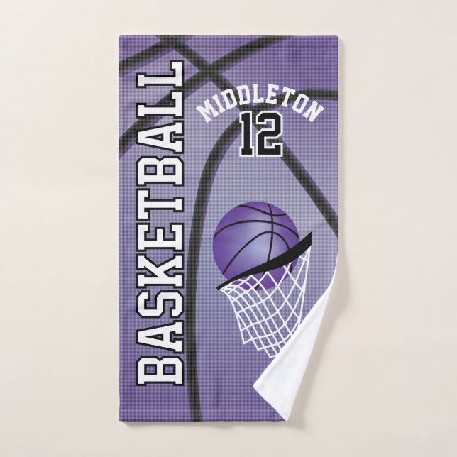 Purple Sport 🏀 basket-ball | Texte do-it-yourself (Serviette à main)