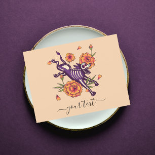 Purple Squelette Chien Dia de los Muertos Carte po