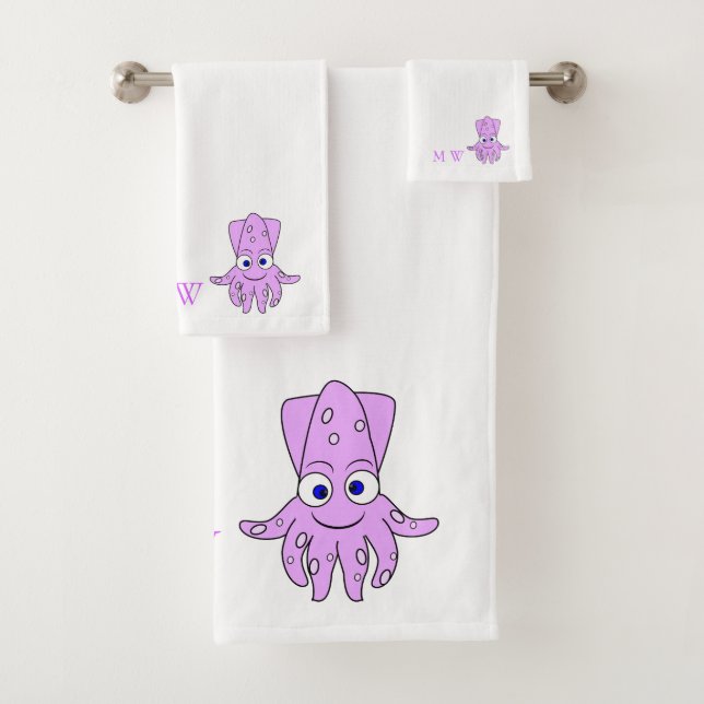 Purple Squid Design Monogrammed (En situation)