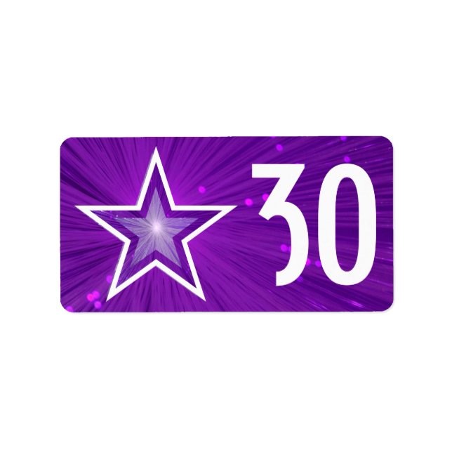 Purple Star 'Age' étiquette moyen texte blanc (Devant)
