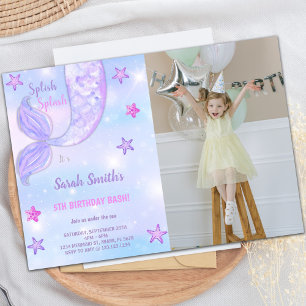 Purple Star Sirène Anniversaire Invitations avec p