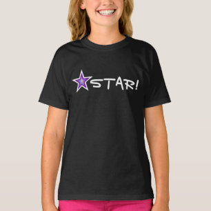 Purple Star White STAR ! T-shirt de fille noir