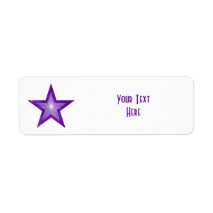 Purple Star 'Your Text' étiquette petit blanc