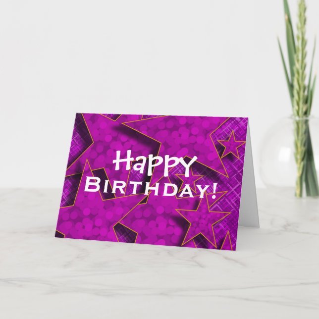 Purple Stars Bonne Carte Anniversaire (Devant)