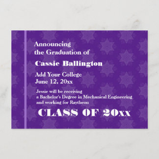 Purple Stars New Grad Faire-part Chaque année G206