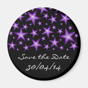 Purple Stars 'Save the Date' frigo aimant noir
