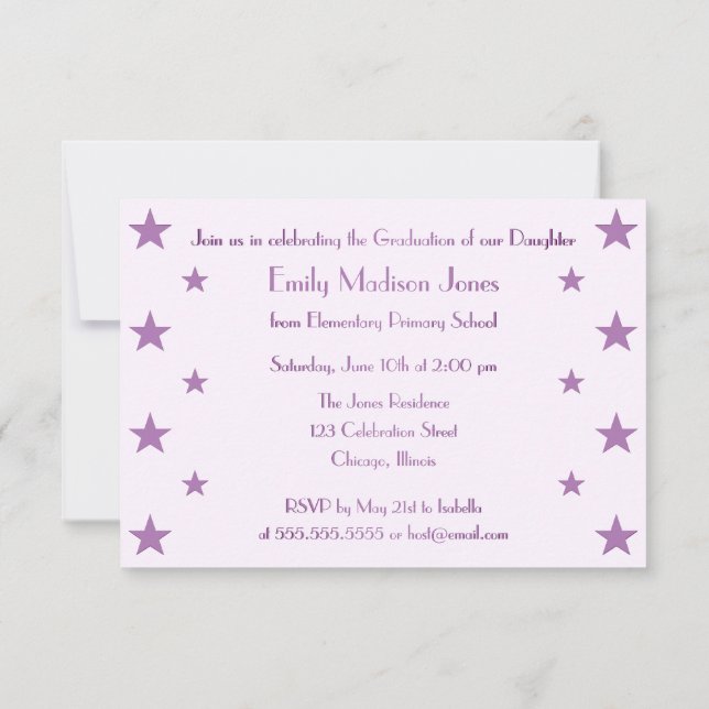 Purple Stars School Graduation Party Invitation (Dos)