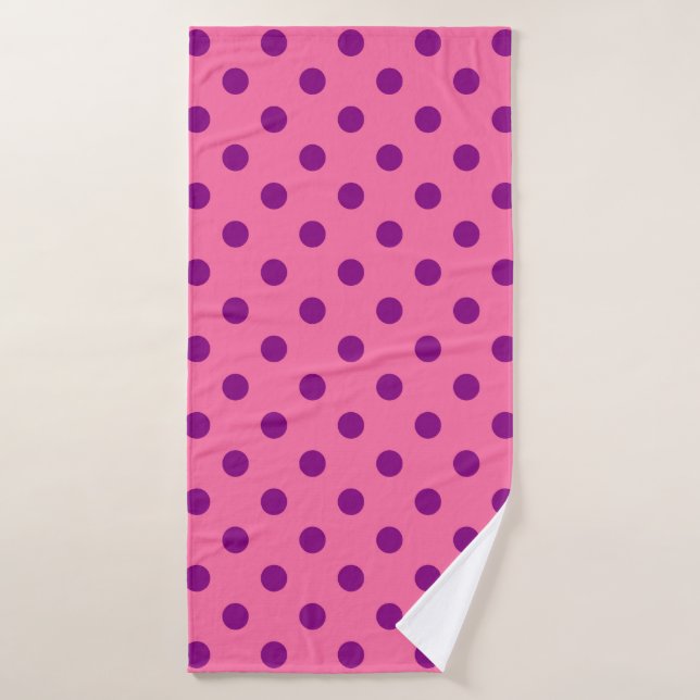 Purple sur Pois rose Design Motif (Serviette de bain)