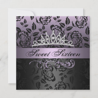 Purple Sweet 16 Princess Tiara Invitation à l'anni
