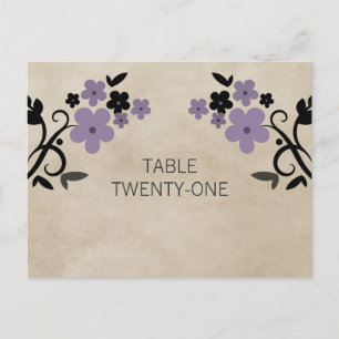 Purple Sweet Vintage Floral Numéro de table Carte 