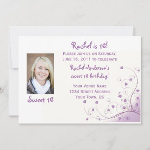 Purple Swirls Sweet 16 Birthday Invitation