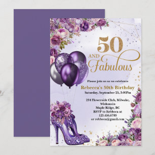 Purple talons hauts 50e anniversaire Invitation